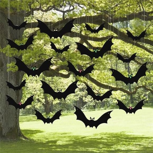 (18 Pcs) Large Hanging Bats Halloween Decorations - Picture 7 of 7